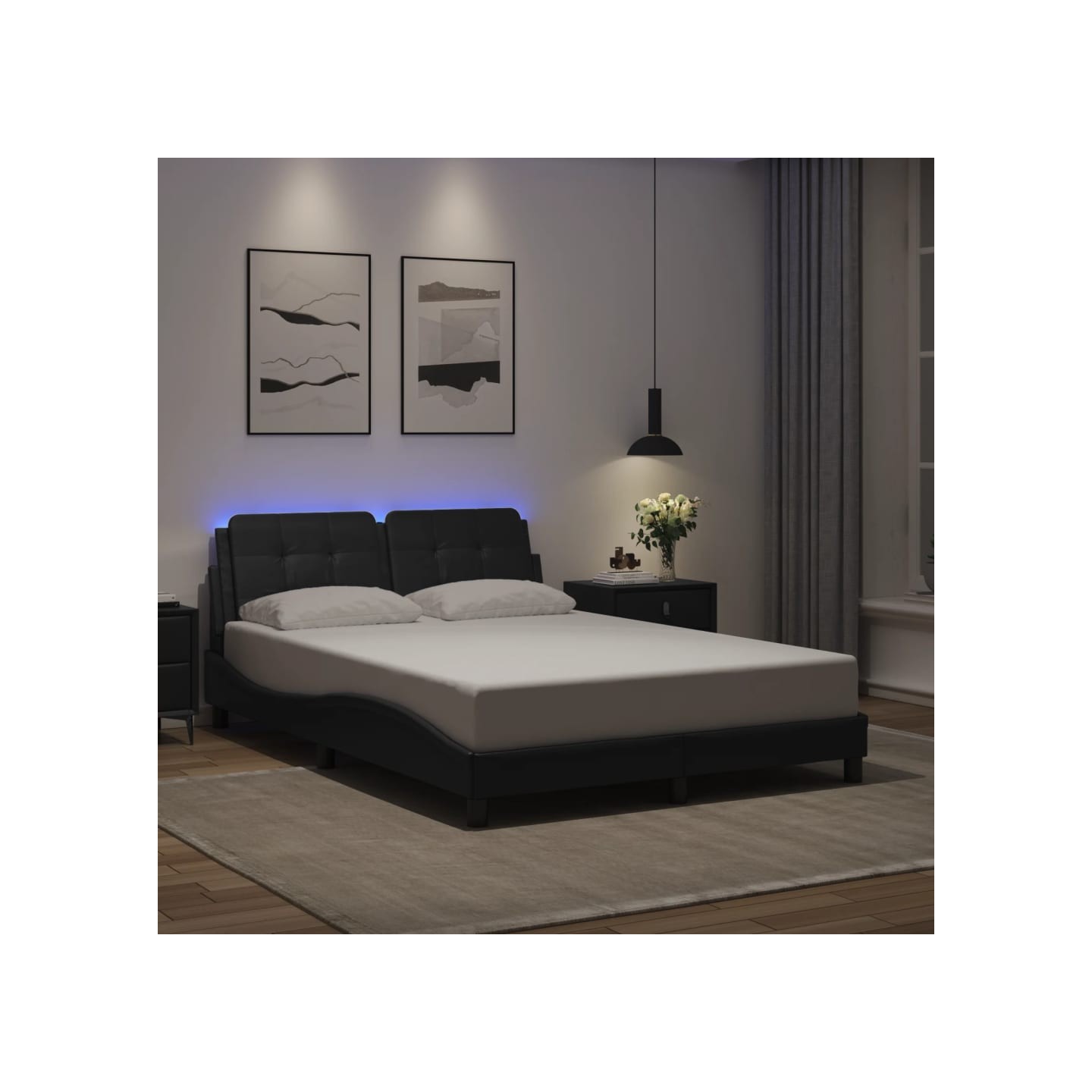 Cadre de lit avec LED sans matelas Zadar noir 120x200 cm