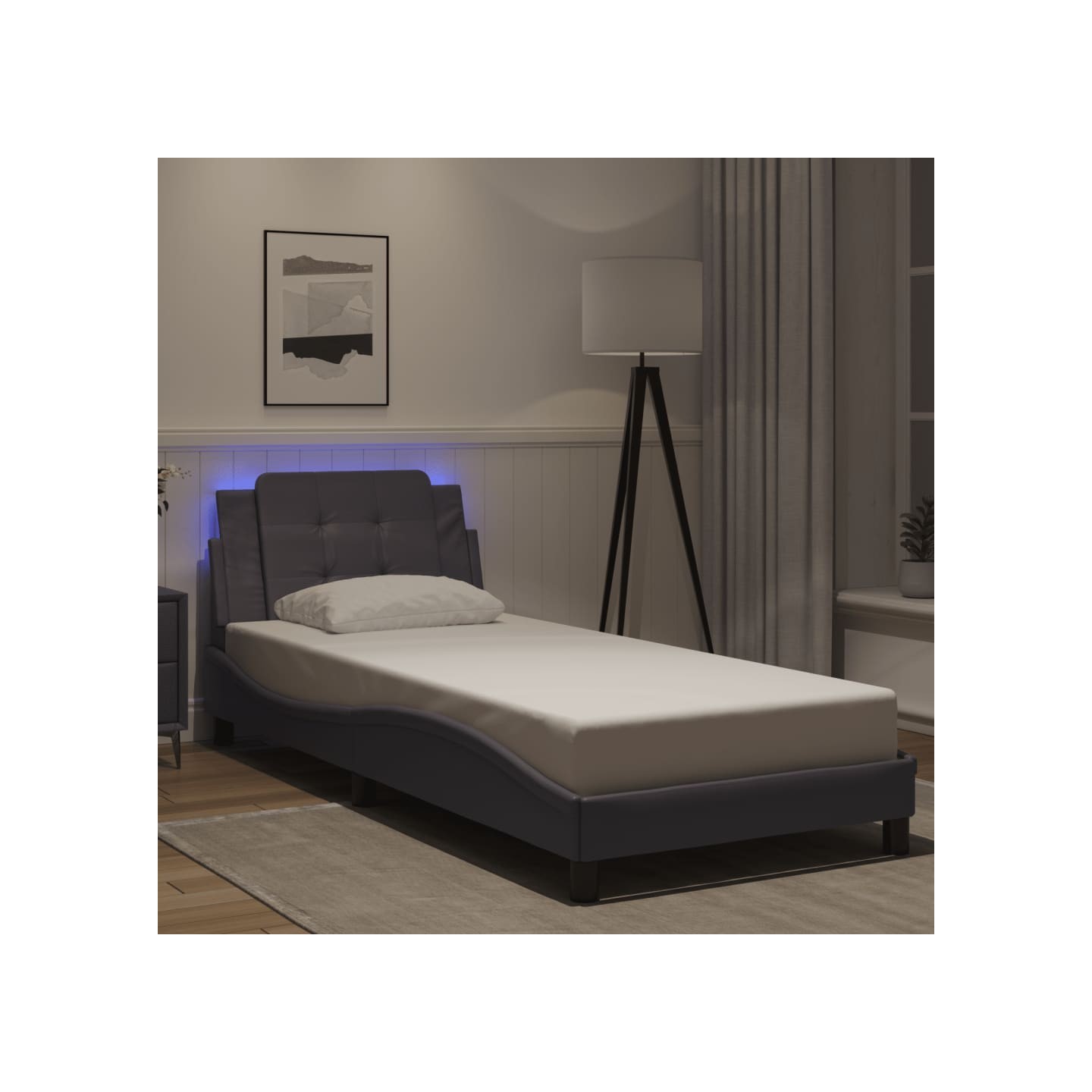 Cadre de lit avec LED sans matelas Zadar gris 90x200 cm