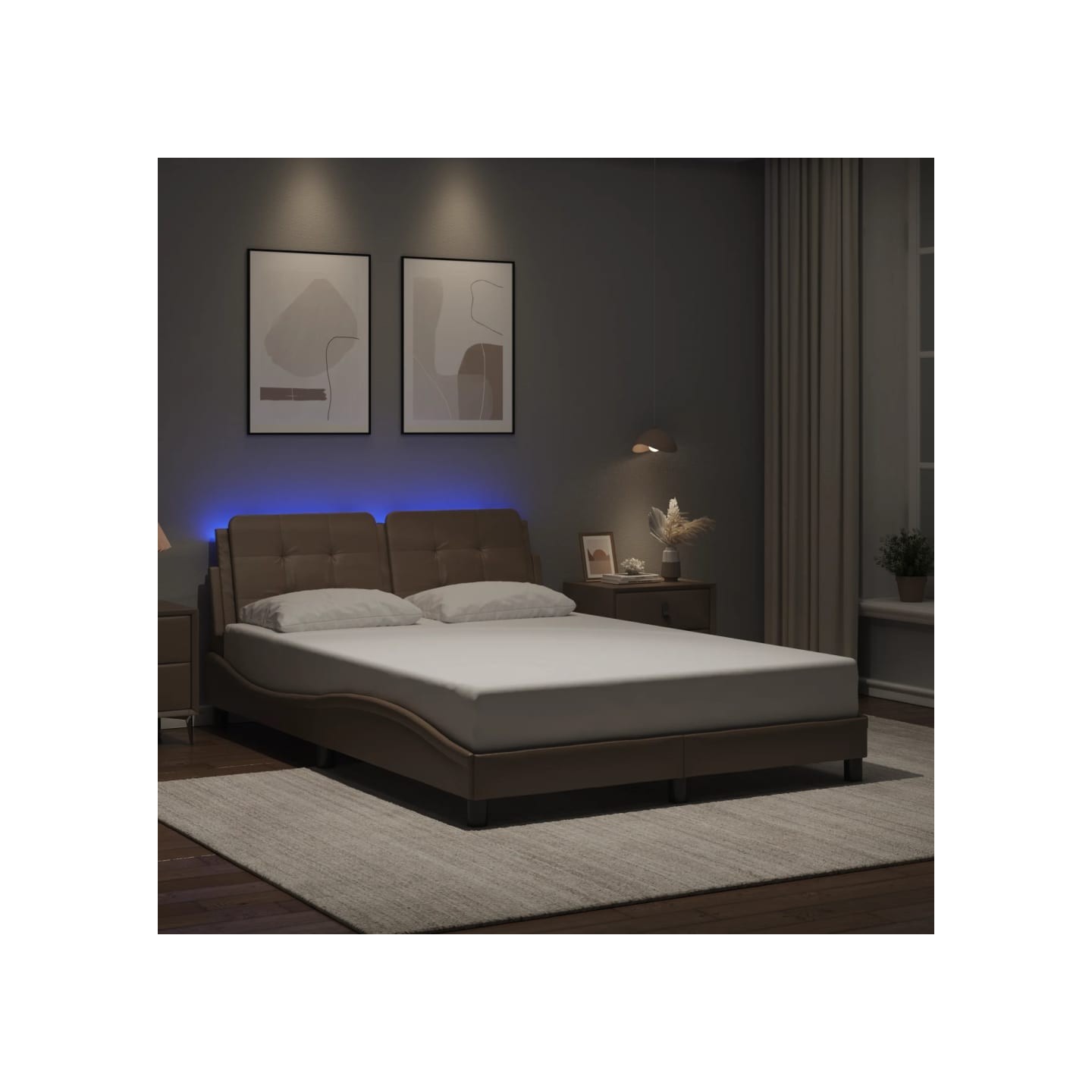 Cadre de lit avec LED sans matelas Zadar cappuccino 140x200 cm