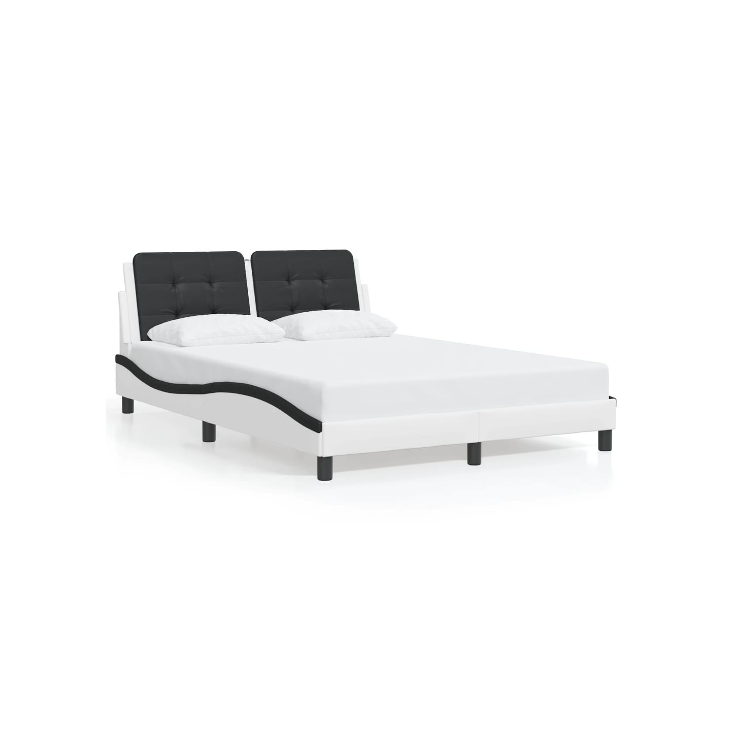 Cadre de lit avec LED sans matelas Zadar blanc et noir 140x190 cm