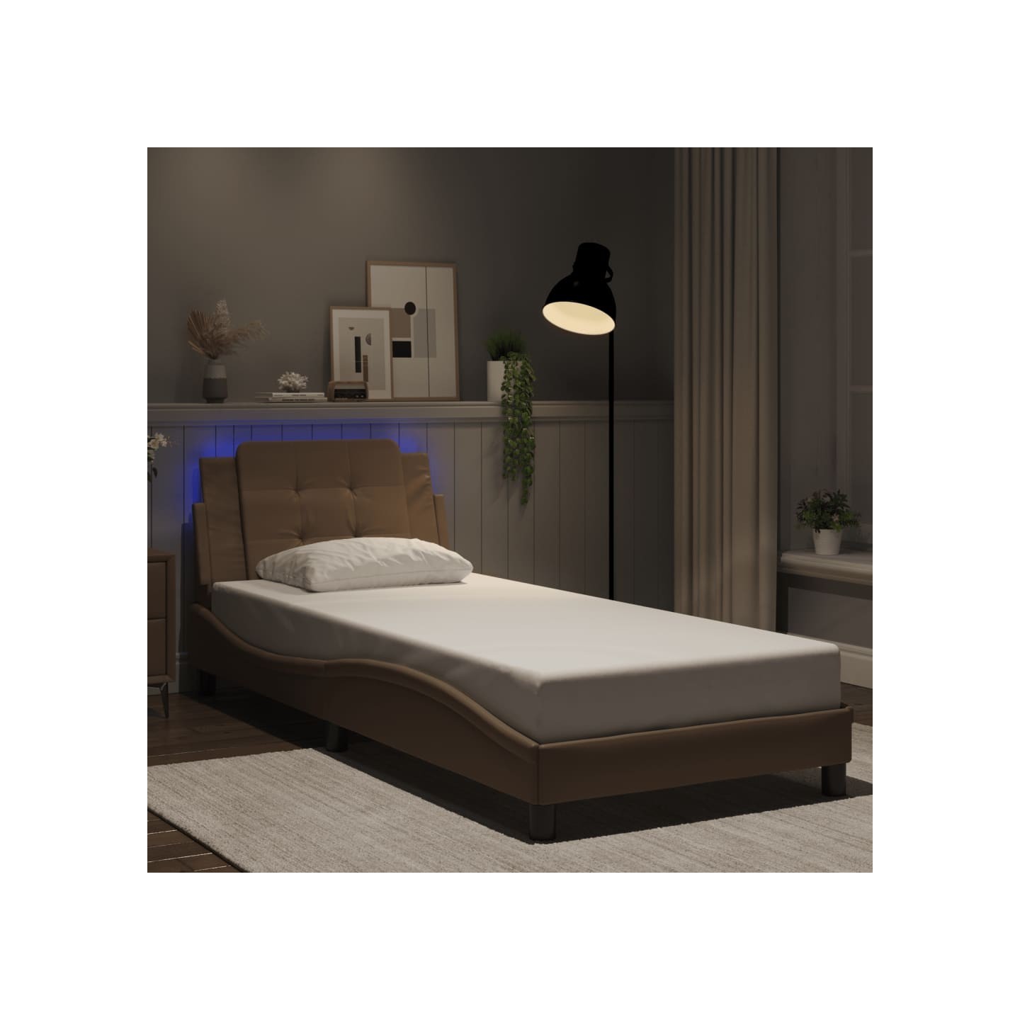 Cadre de lit avec LED sans matelas Zadar cappuccino 100x200 cm