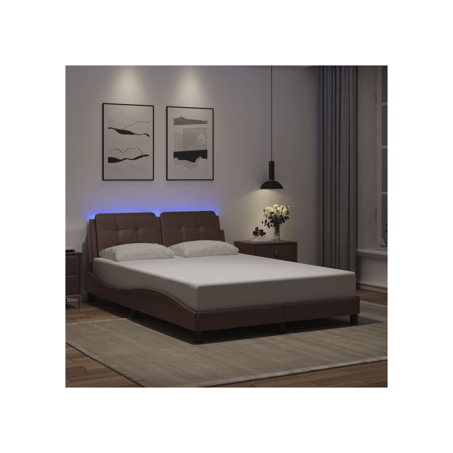 Cadre de lit avec LED sans matelas Zadar gris 120x200 cm