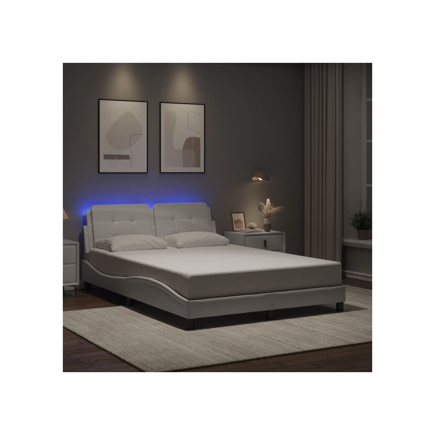 Cadre de lit avec LED sans matelas Zadar blanc 140x190 cm