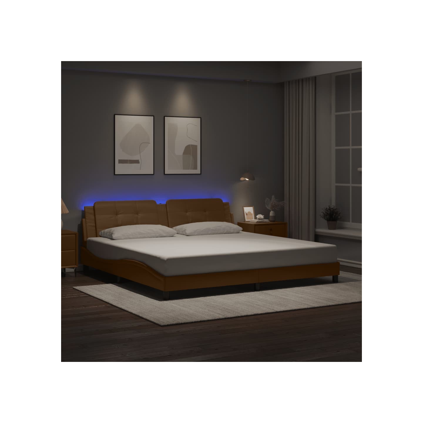 Cadre de lit avec LED sans matelas Zadar cappuccino 200x200 cm