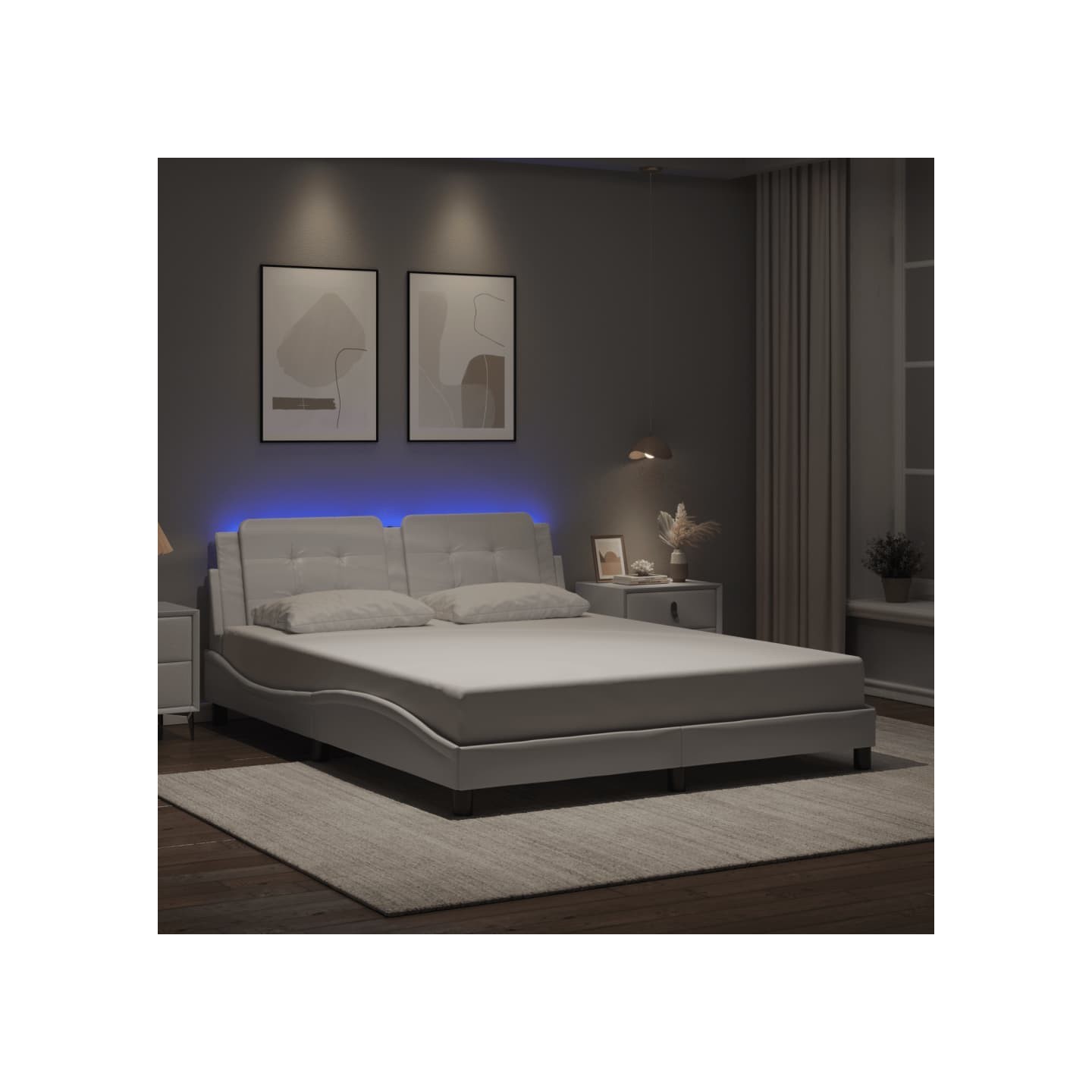 Cadre de lit avec LED sans matelas Zadar blanc 160x200 cm