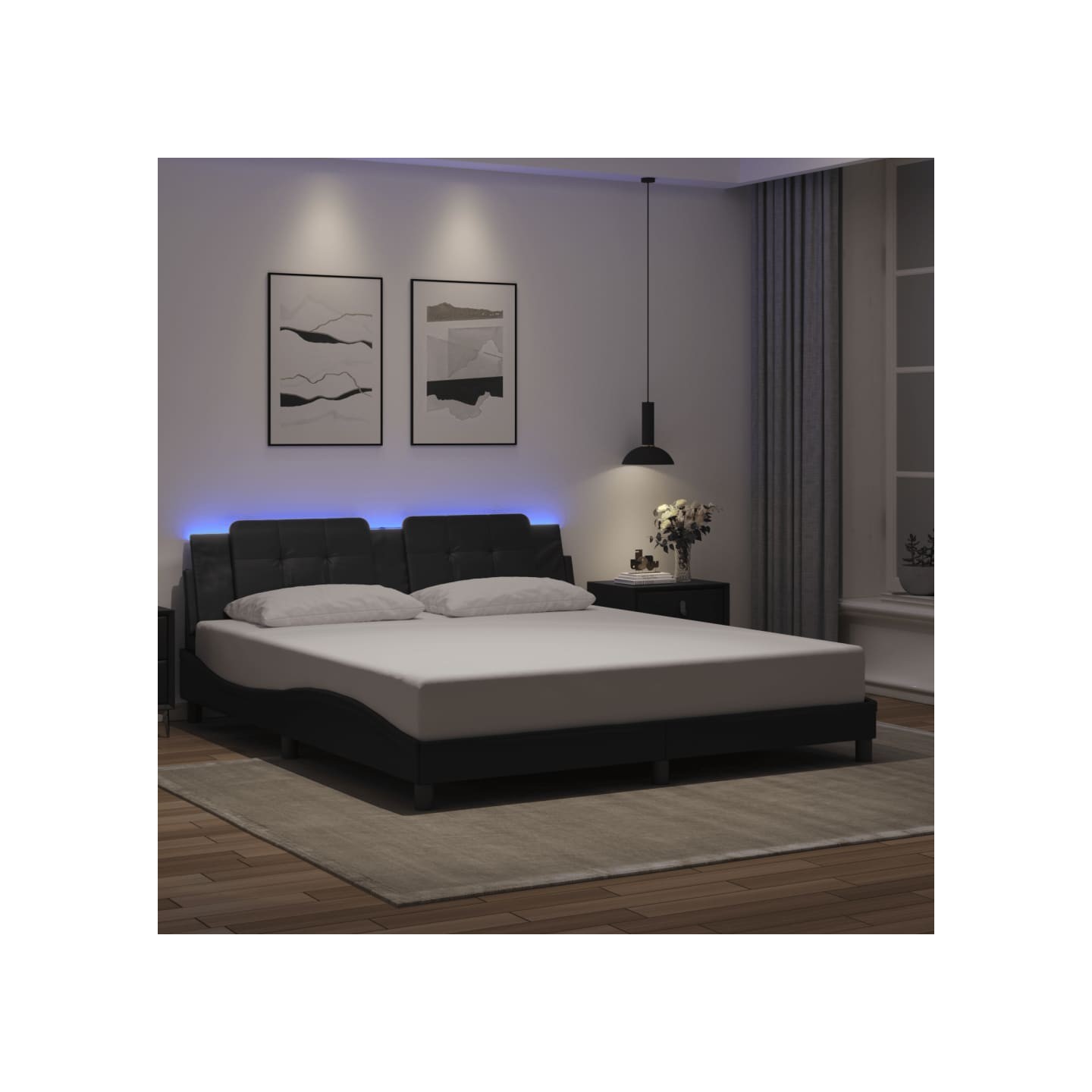 Cadre de lit avec LED sans matelas Zadar noir 180x200 cm