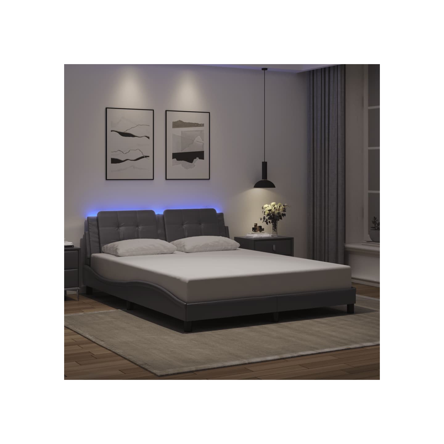 Cadre de lit avec LED sans matelas Zadar gris 160x200 cm