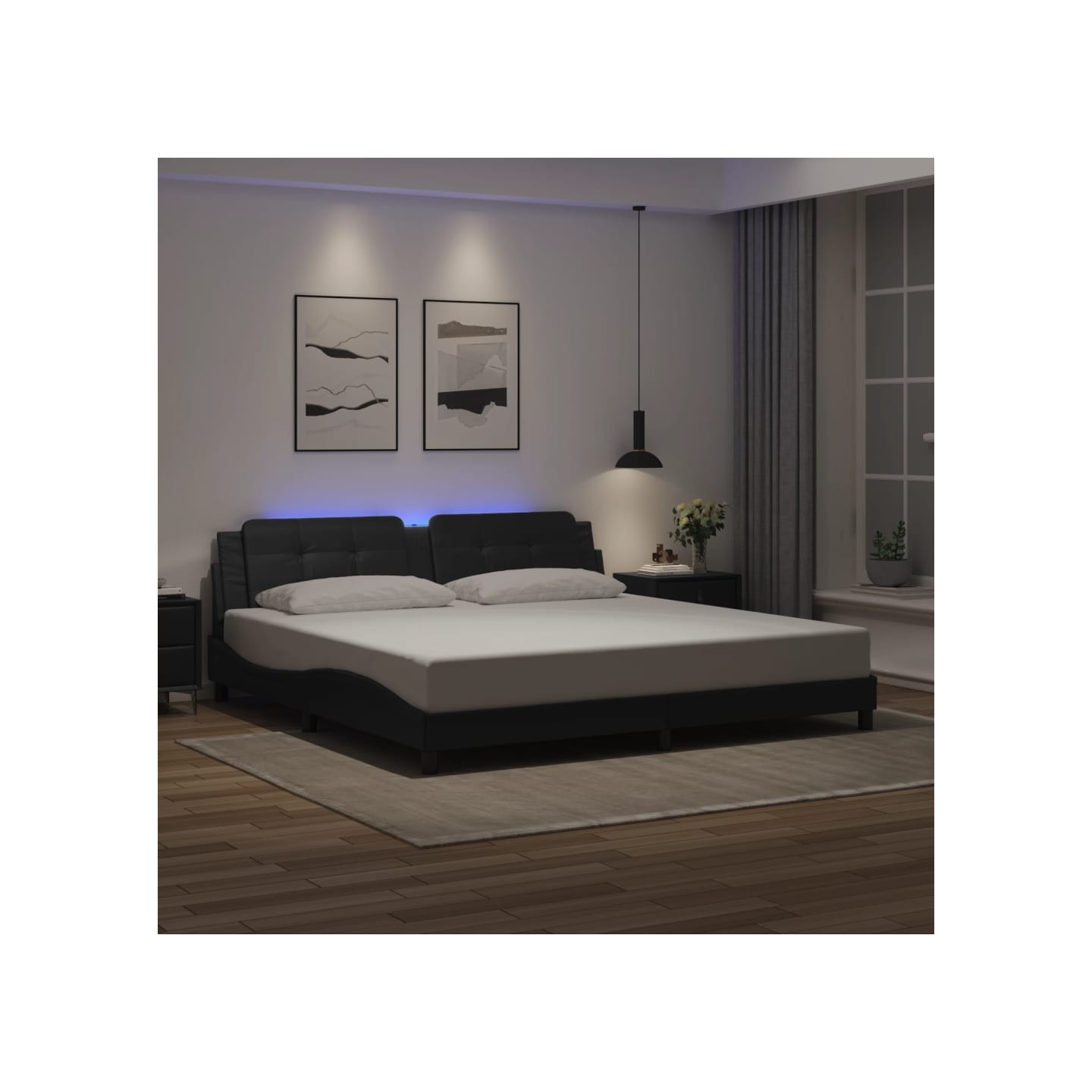 Cadre de lit avec LED sans matelas Zadar noir 200x200 cm