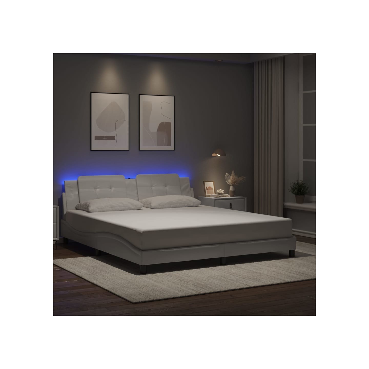Cadre de lit avec LED sans matelas Zadar blanc 180x200 cm