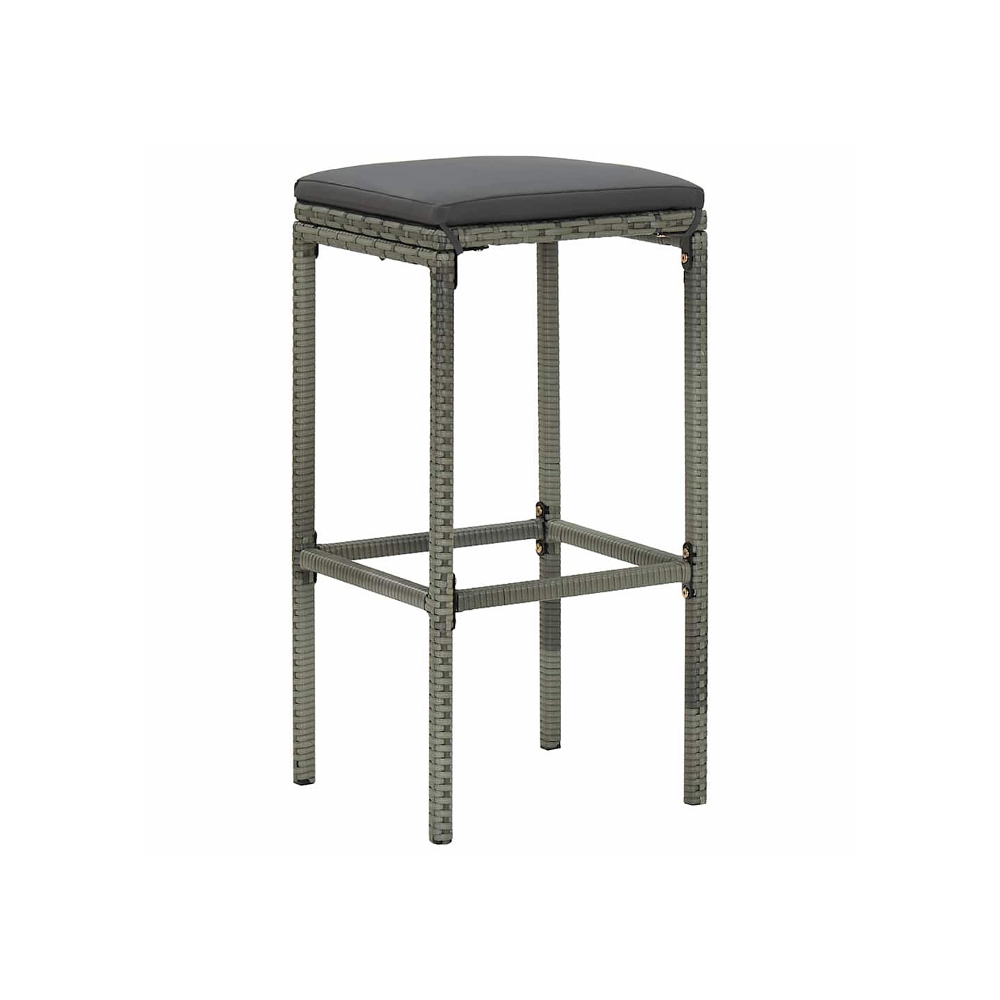 Tabourets de bar avec coussins lot de 2 gris résine tressée