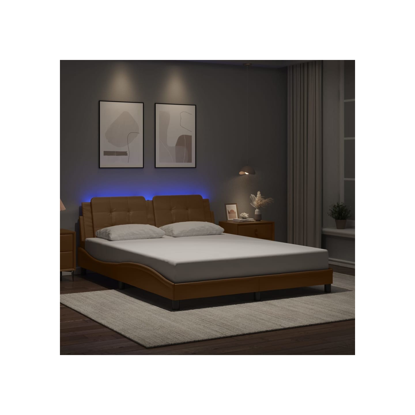 Cadre de lit avec LED sans matelas Zadar cappuccino 160x200 cm