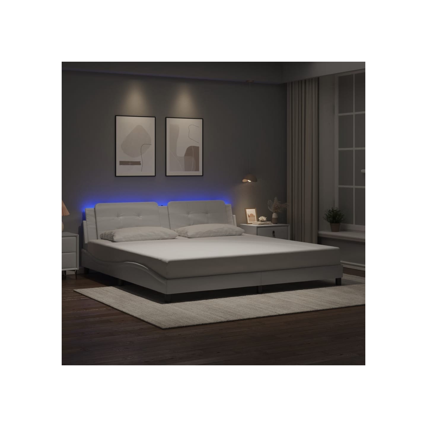 Cadre de lit avec LED sans matelas Zadar blanc 200x200 cm