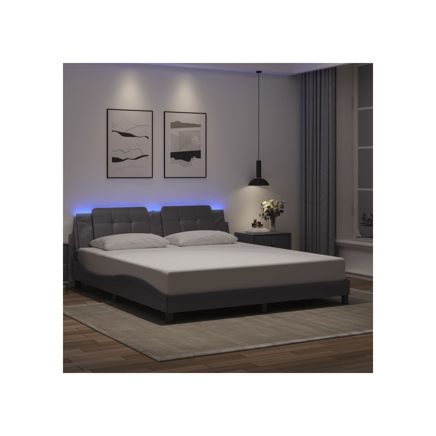 Cadre de lit avec LED sans matelas Zadar gris 180x200 cm