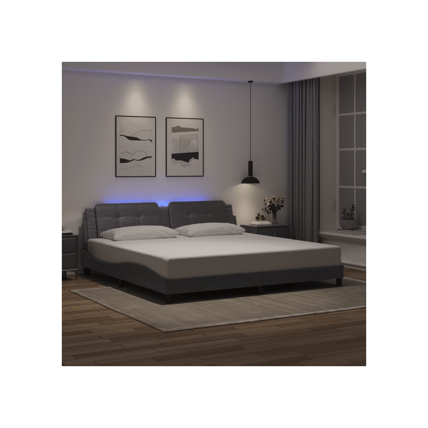 Cadre de lit avec LED sans matelas Zadar gris 200x200 cm