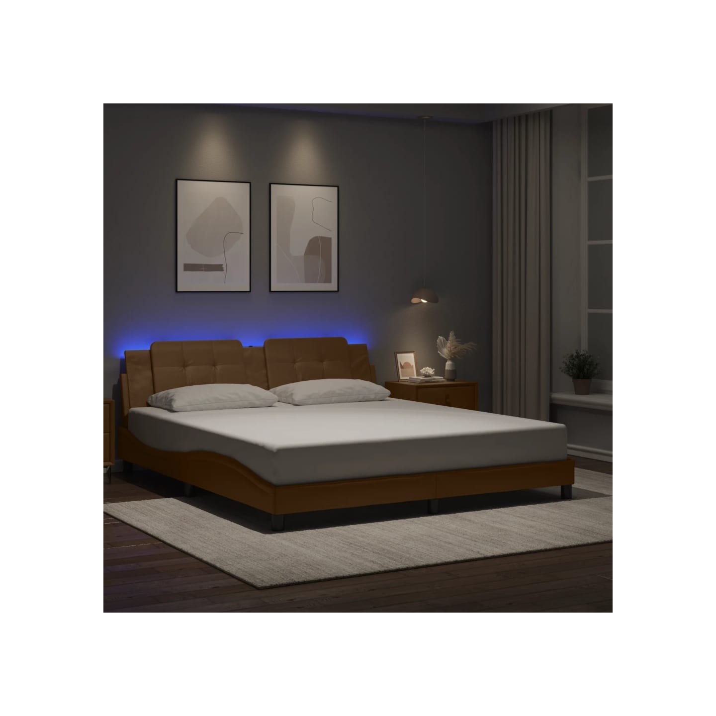 Cadre de lit avec LED sans matelas Zadar cappuccino 180x200 cm