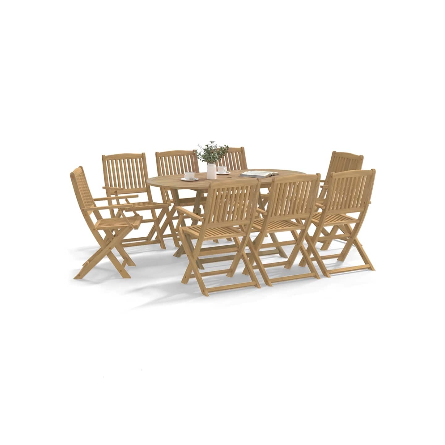 Chaises pliantes lot de 8 54,5x58x90 cm en bois d'acacia massif