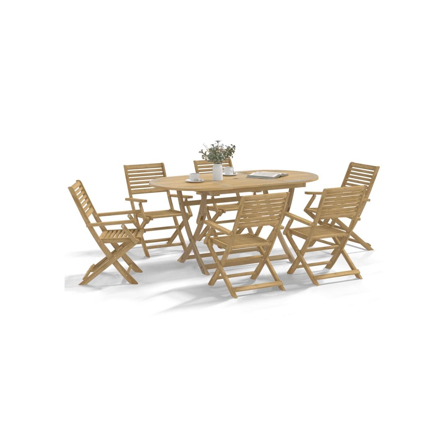 Chaises pliantes, lot de 8, 54,5 x 61,5 x 86,5 cm, en bois d'acacia massif