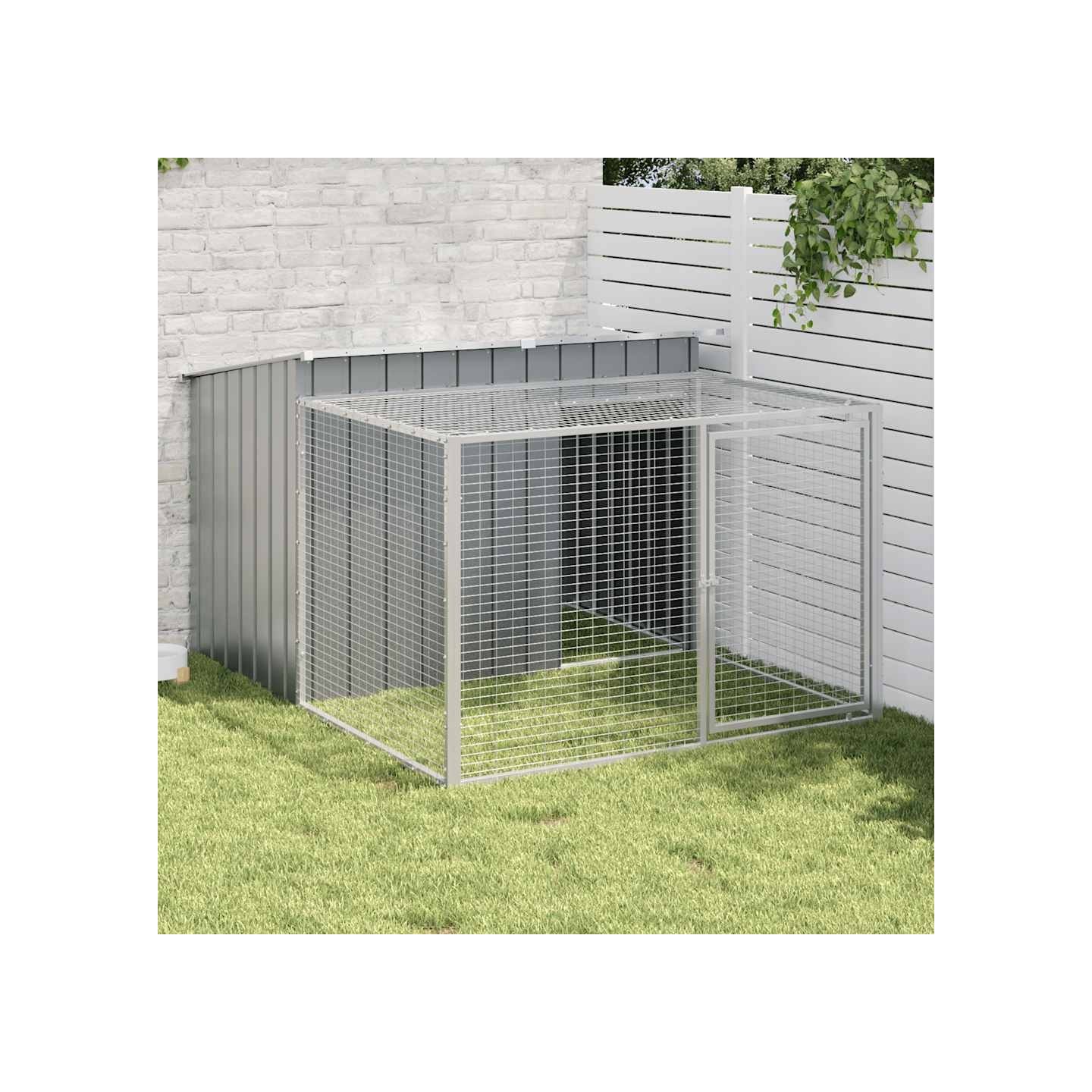 Niche pour chien avec enclos anthracite 153x194x110 cm