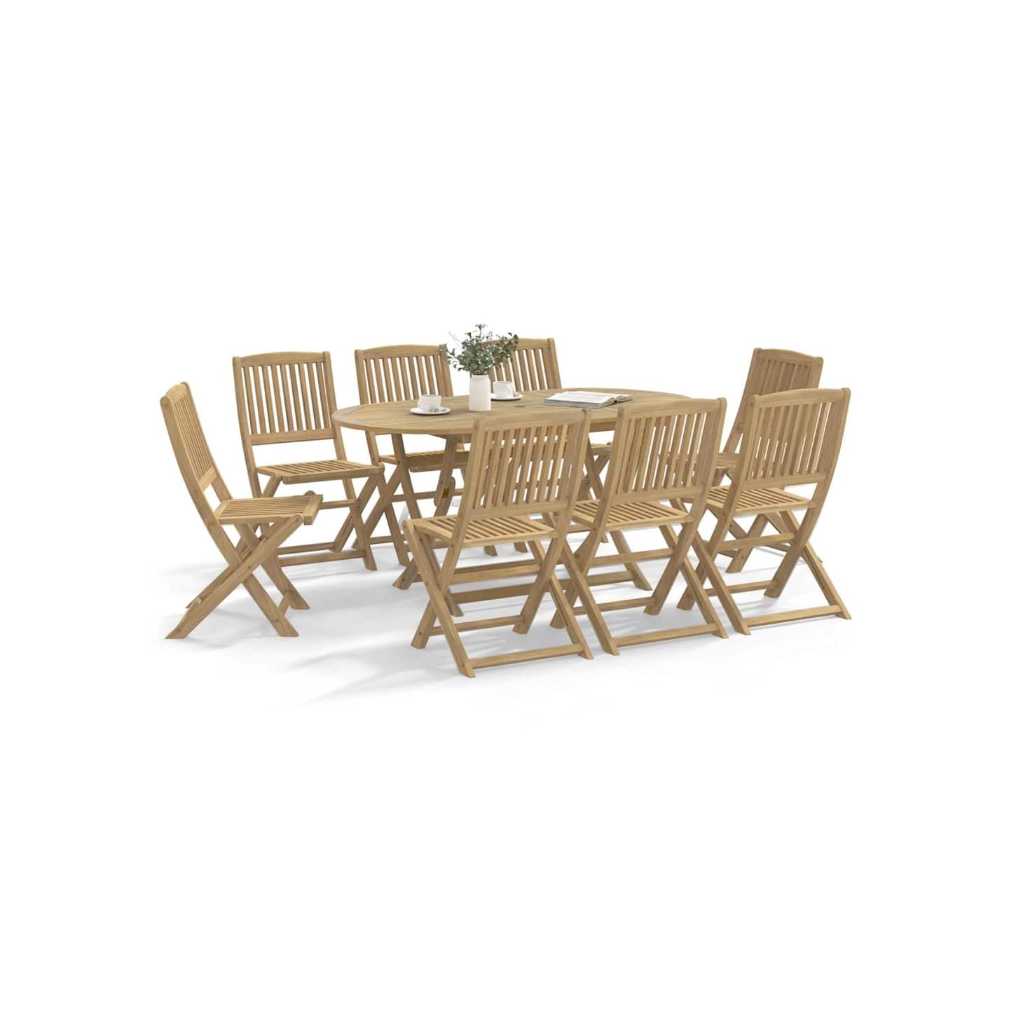 Chaises pliantes lot de 8 48,5x57x90 cm en bois d'acacia massif