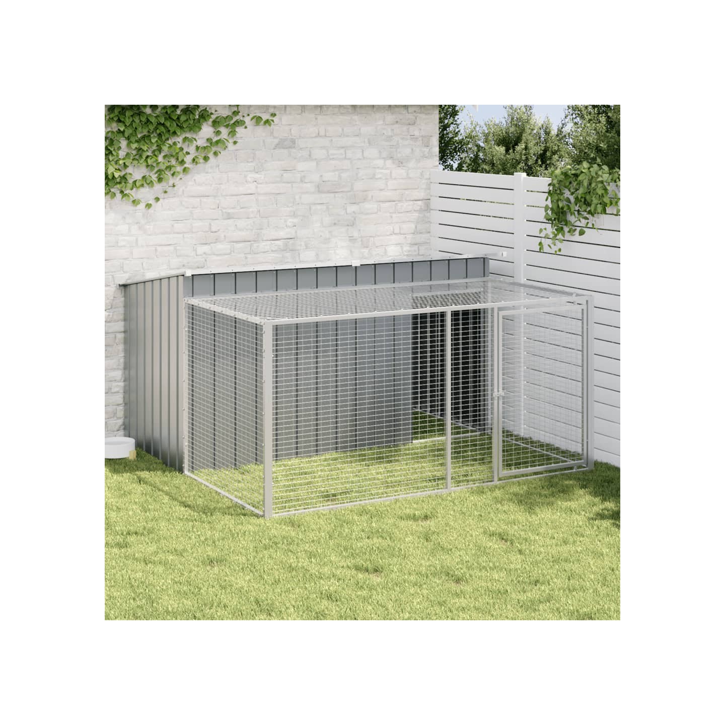 Niche pour chien avec enclos anthracite 197x194x110 cm
