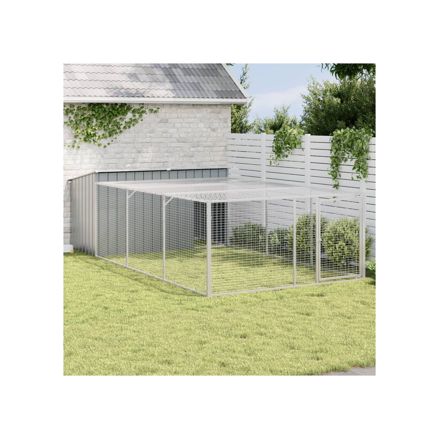 Niche pour chien avec enclos anthracite 197x396x110 cm