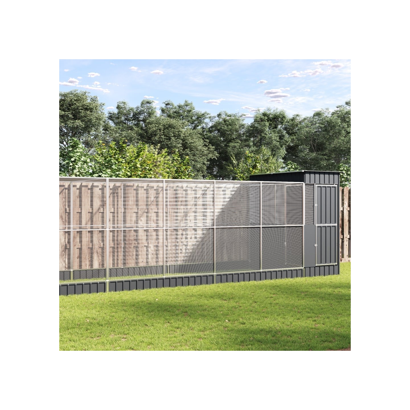 Volière avec extension argenté 830x203x216 cm acier