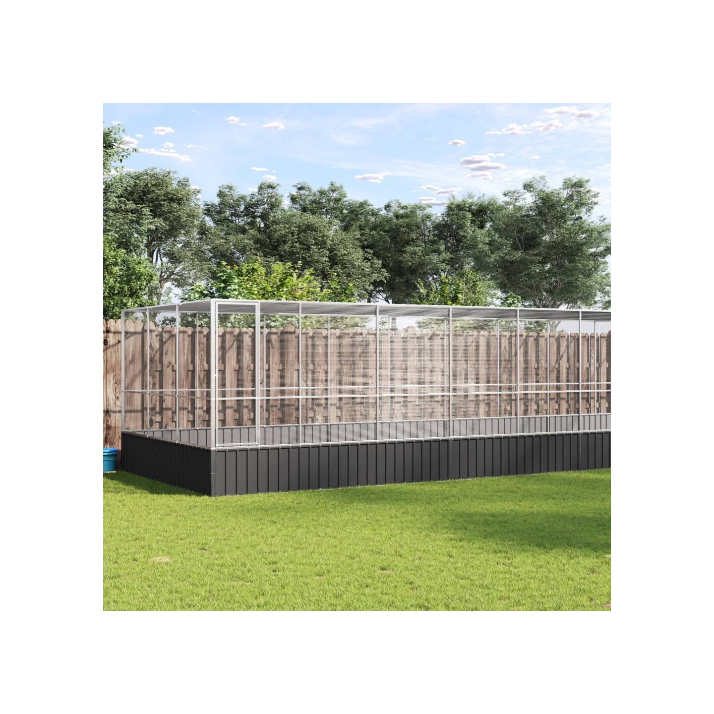 Volière avec extension argenté 725x307x212 cm acier