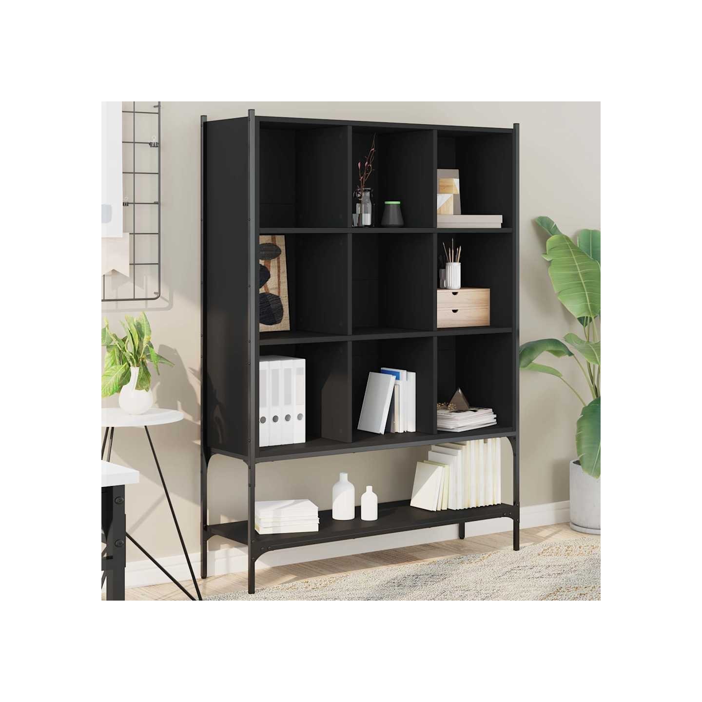 Bibliothèque noir 102x30x141,5 cm bois d'ingénierie
