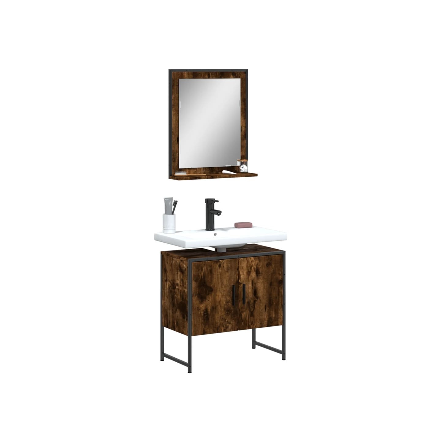 Ensemble d'armoires de salle de bain 2 pcs chêne fumé