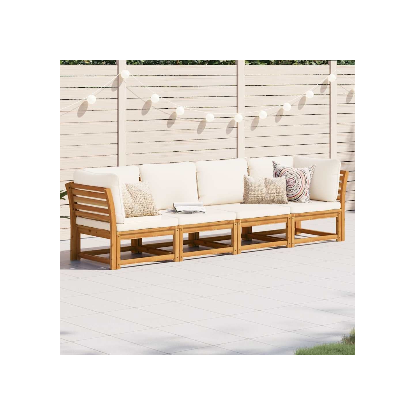 Salon de jardin 4 pcs avec coussins Bois d'acacia solide