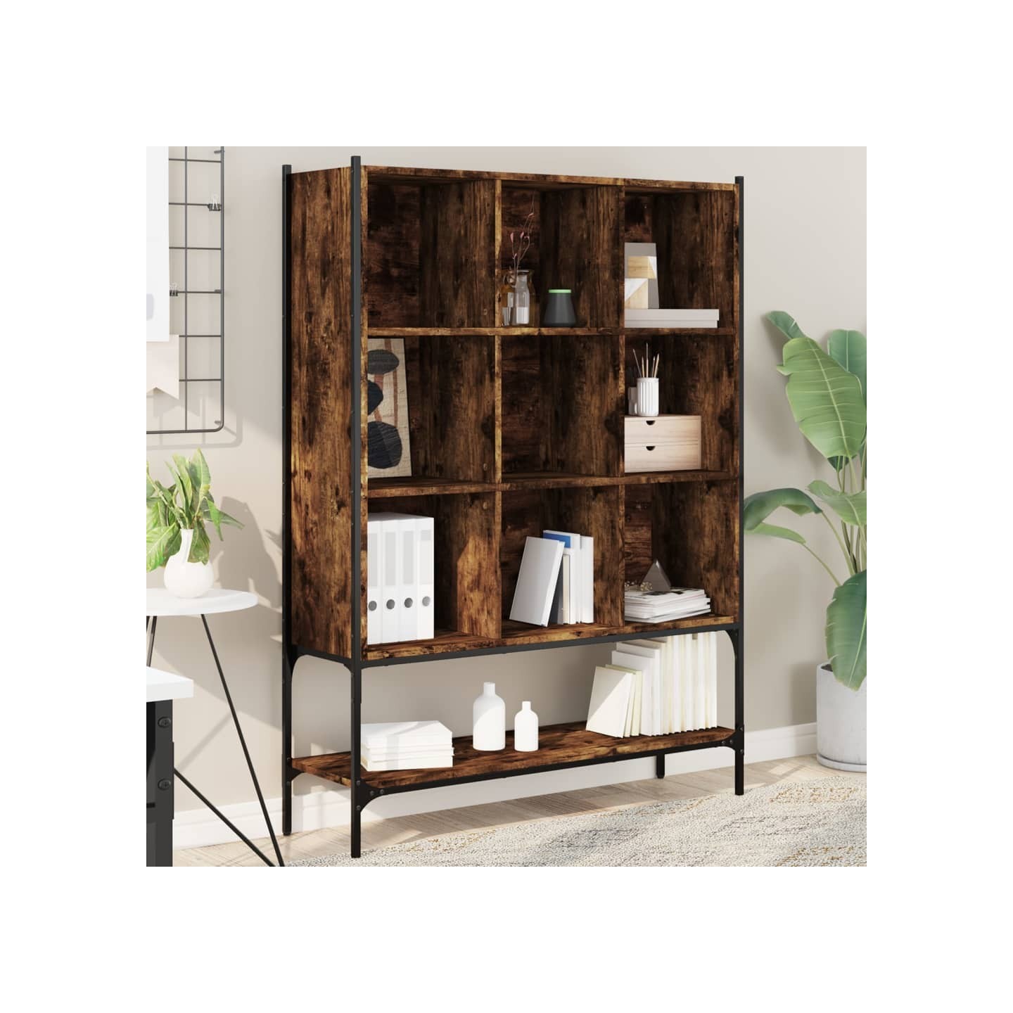 Bibliothèque chêne fumé 102x30x141,5 cm bois d'ingénierie