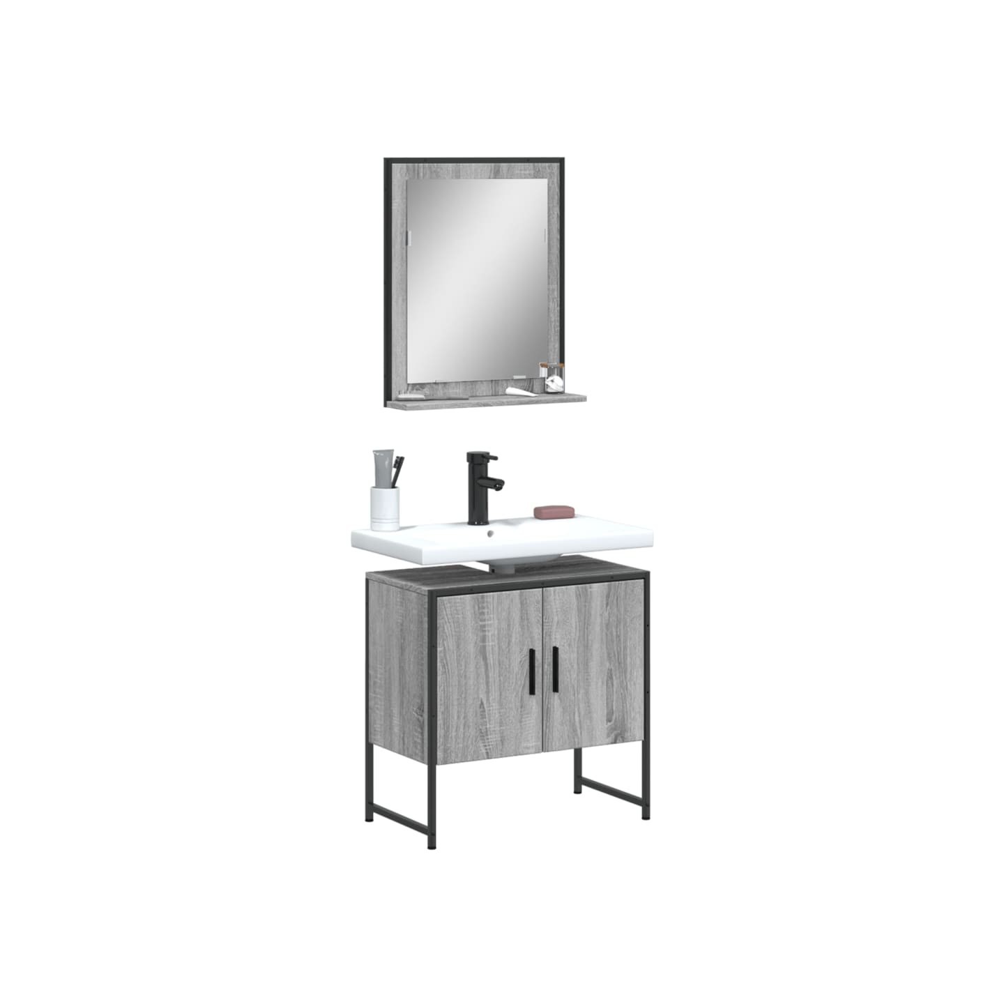 Ensemble d'armoires de salle de bain 2 pcs sonoma gris