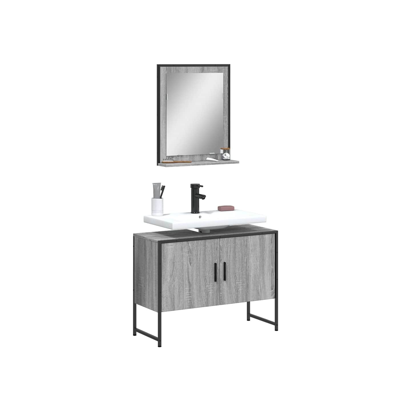 Ensemble d'armoires de salle de bain 2 pcs sonoma gris
