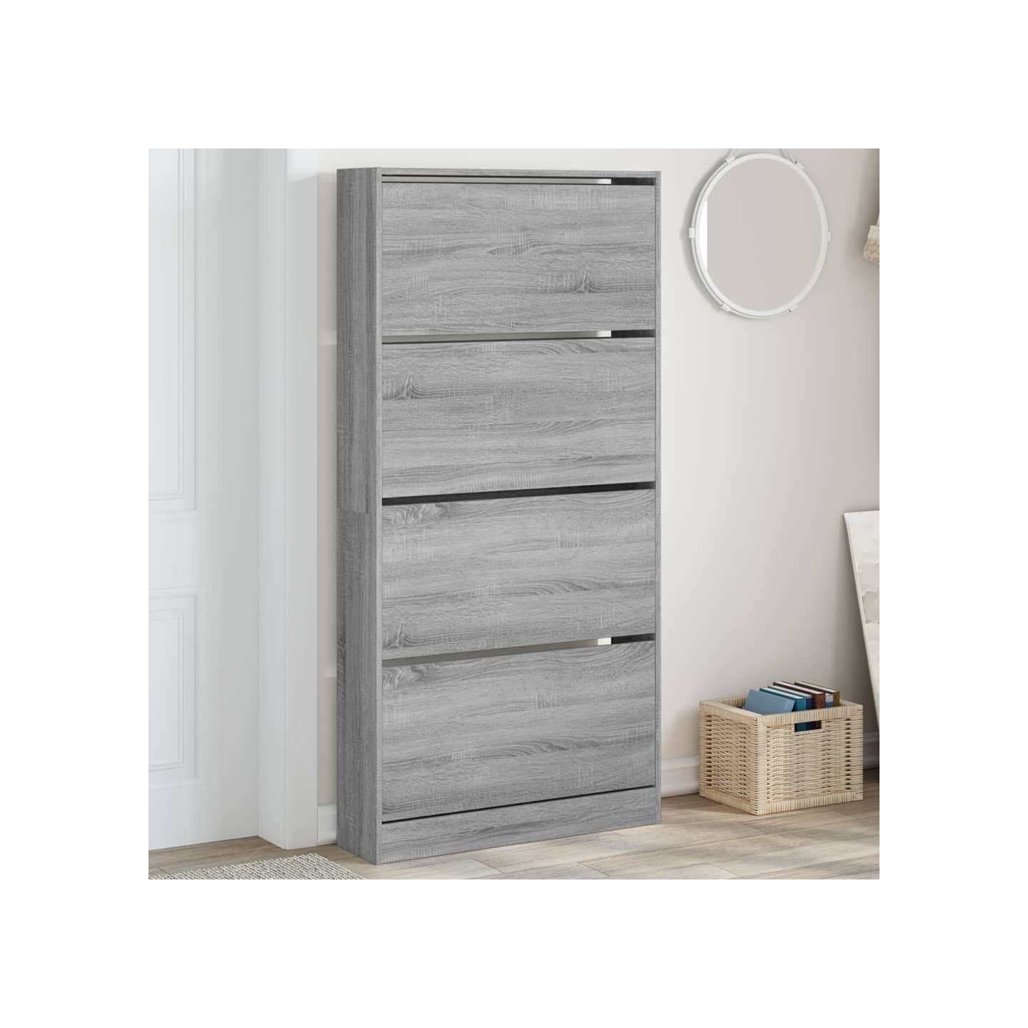 Armoire à chaussures 4 tiroirs rabattables sonoma gris