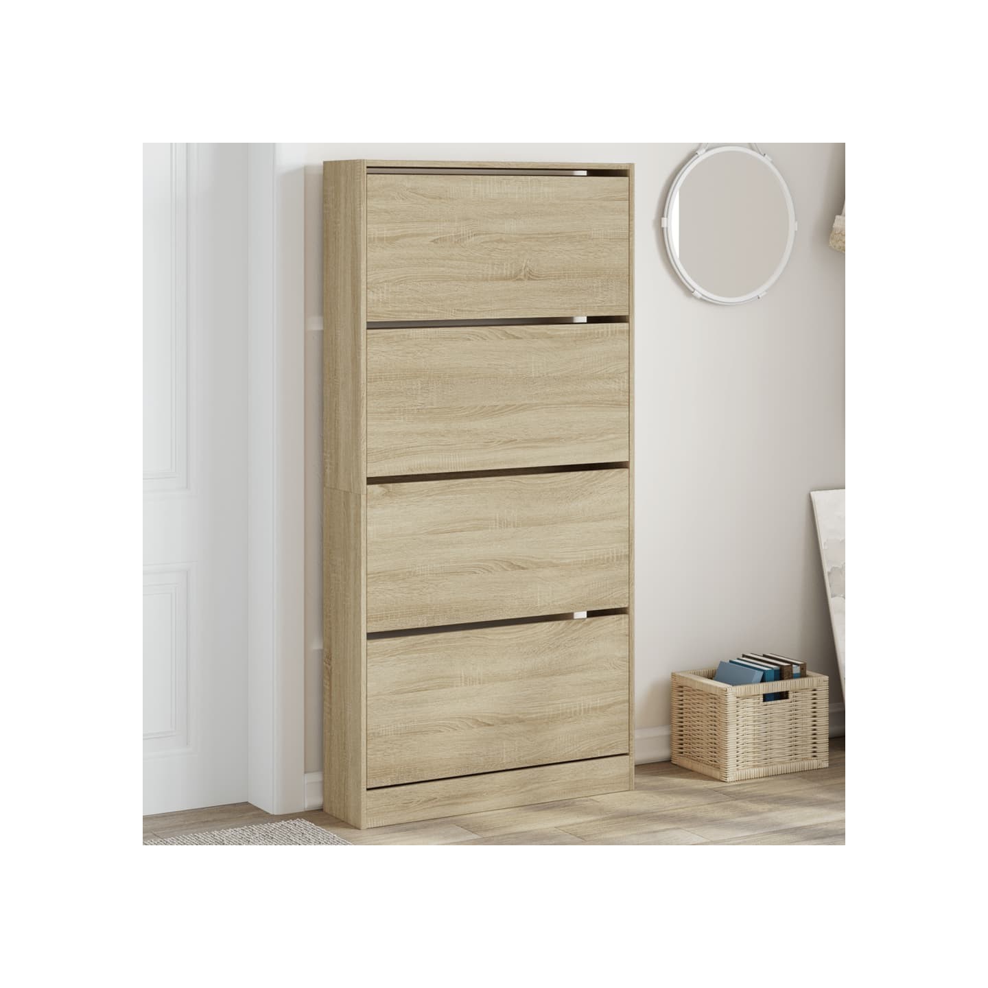 Armoire à chaussures 4 tiroirs rabattables chêne sonoma