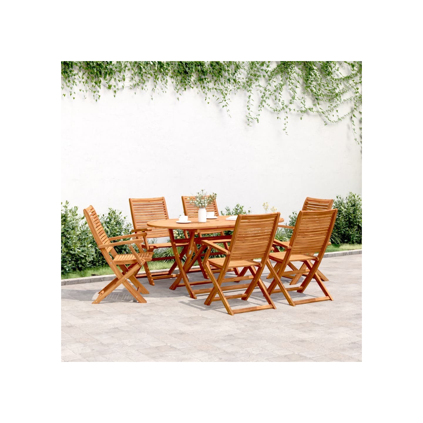 Chaises pliantes, lot de 6, 57 x 66 x 95 cm, en bois d'acacia massif