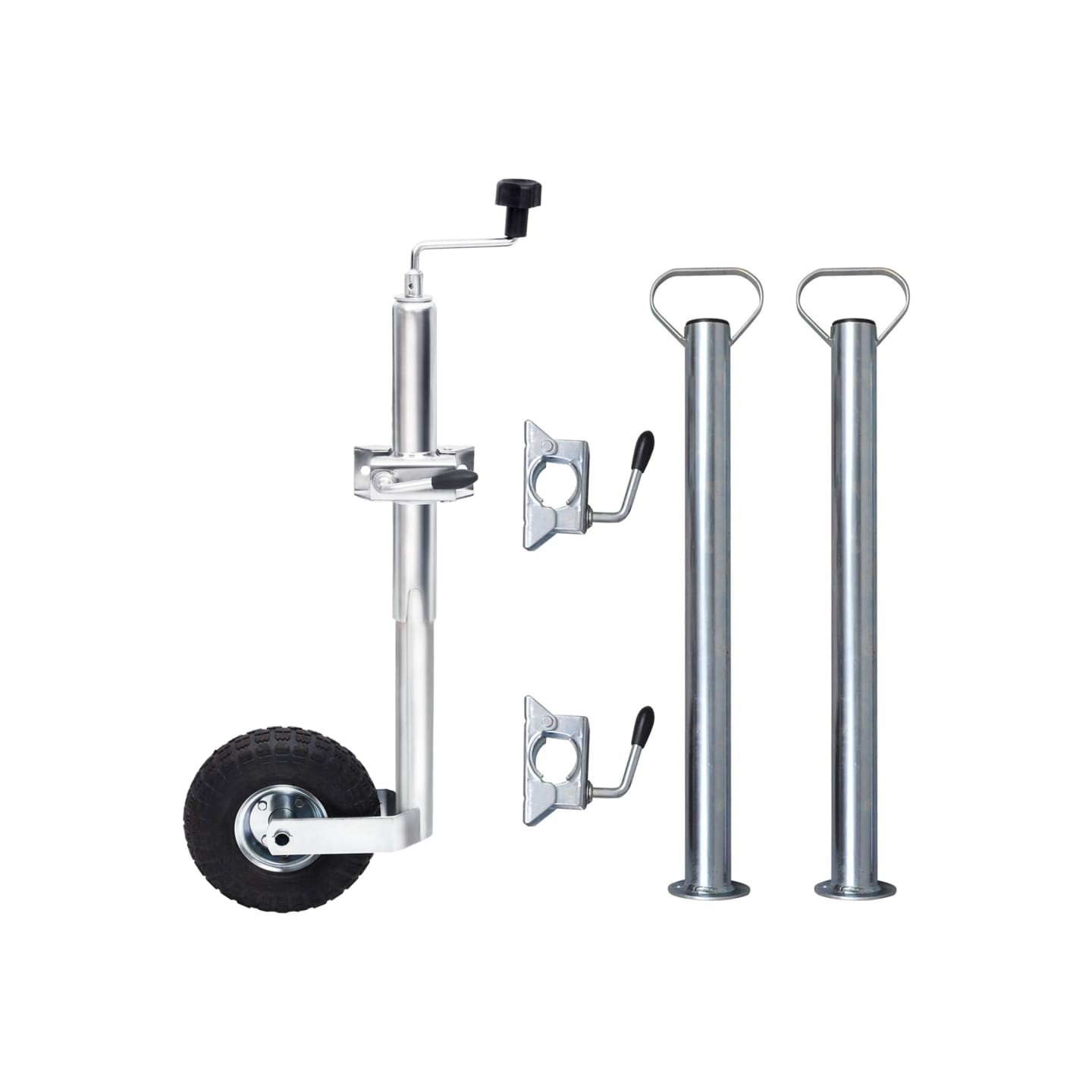 Roue jockey 48 mm avec 2 tubes de support et 3 pinces fendues