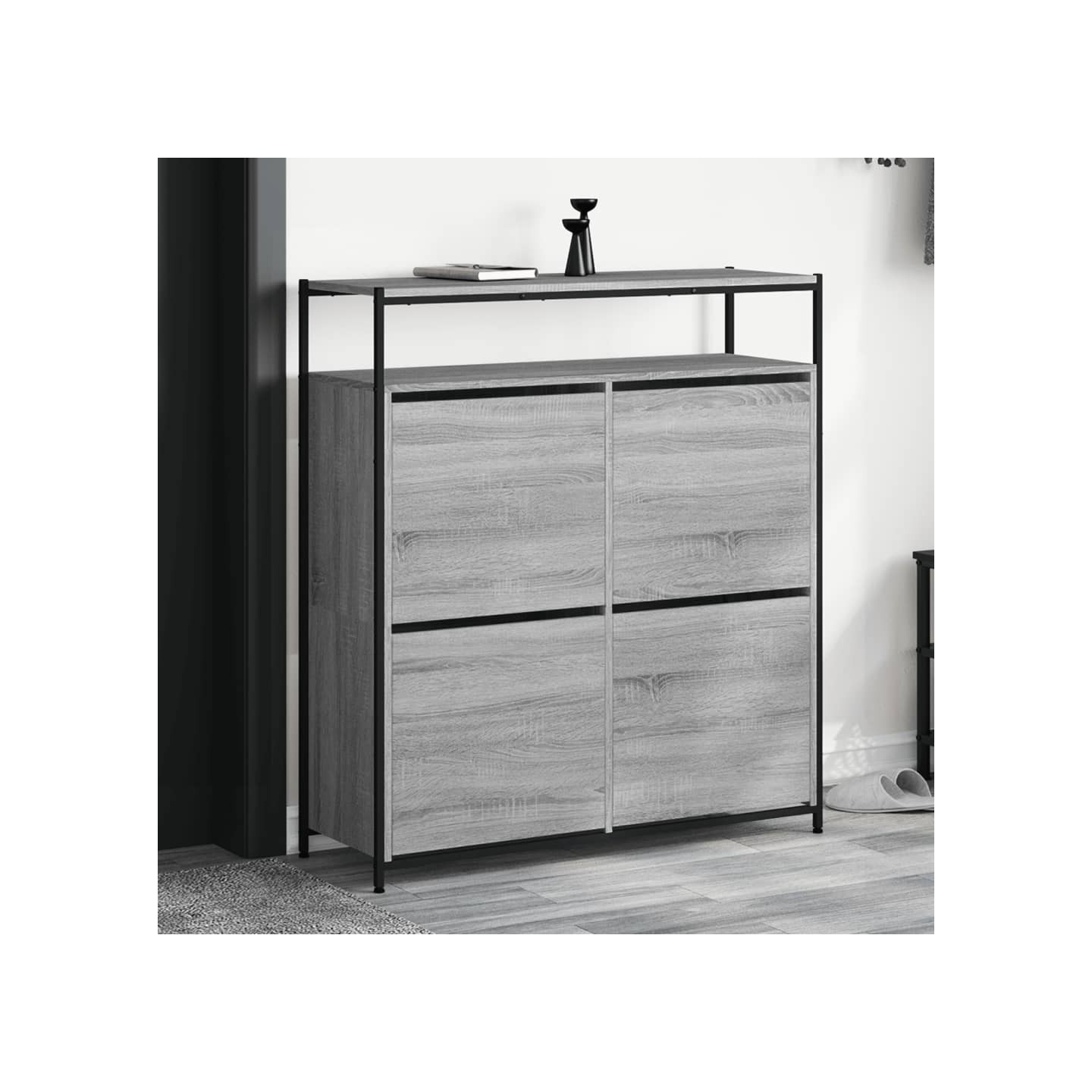 Armoire à chaussures 4 tiroirs rabattables sonoma gris