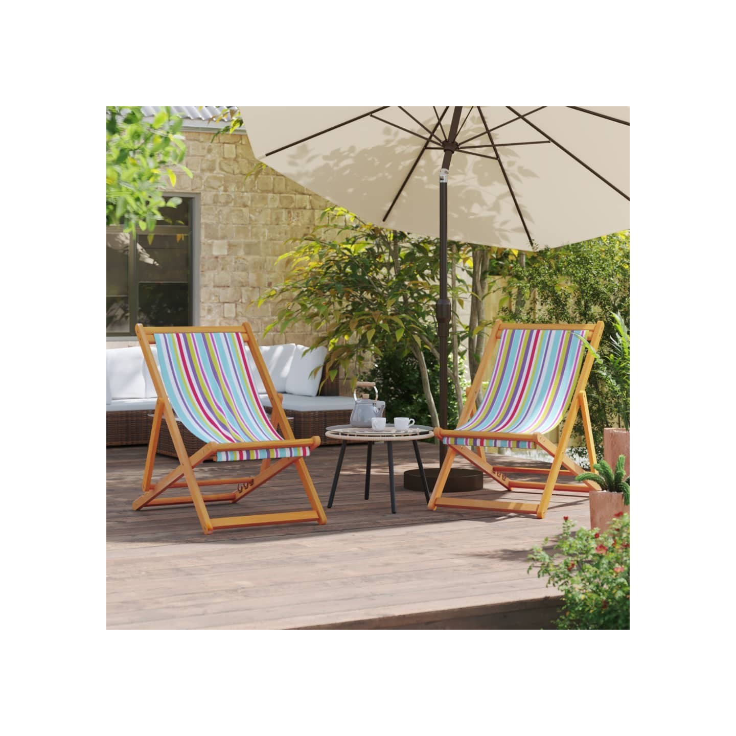 Chaises pliantes 2 pièces Tissu multicolore