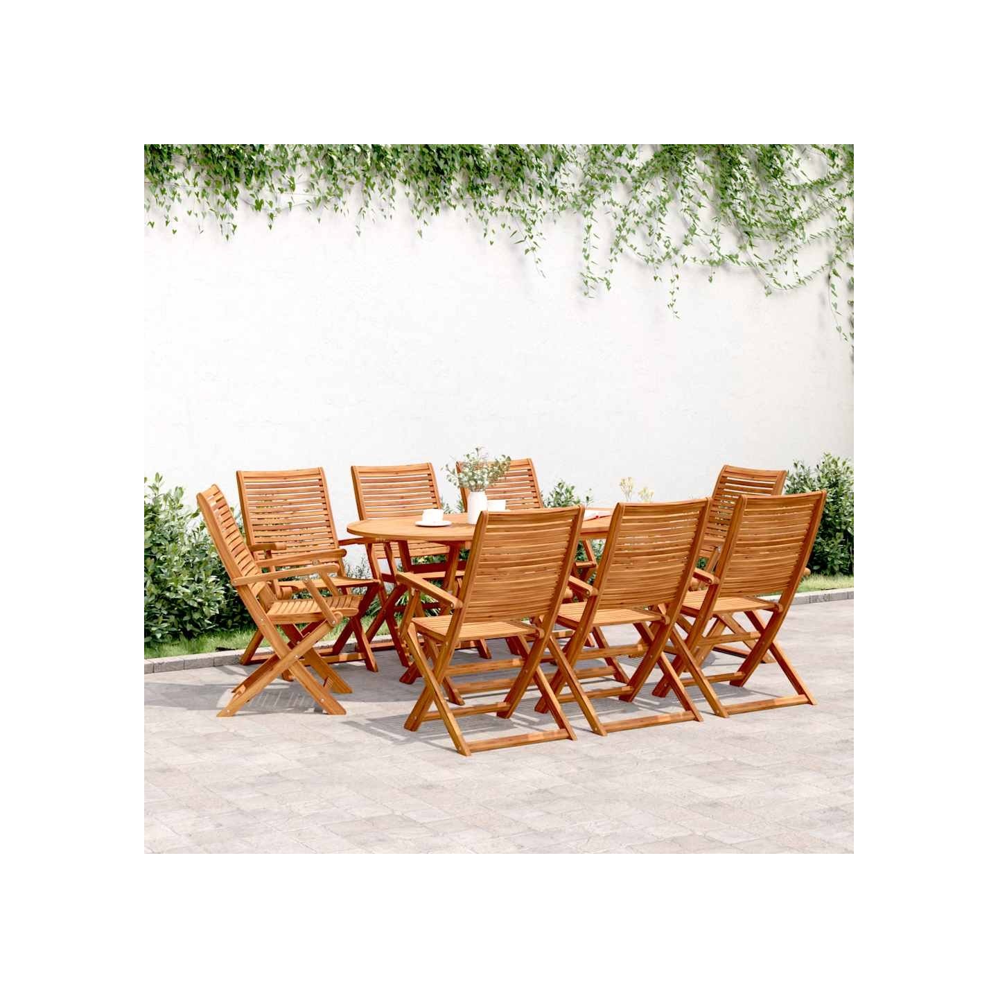 Chaises pliantes, lot de 8, 57 x 66 x 95 cm, en bois d'acacia massif