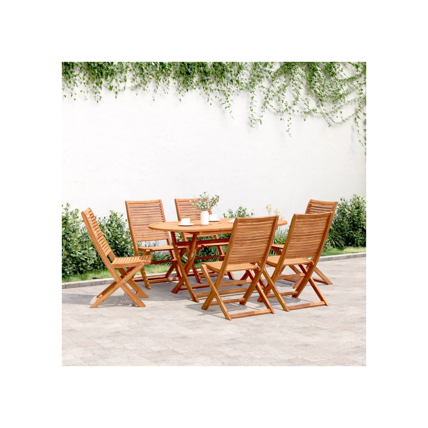 Chaises pliantes, lot de 6, 51 x 66 x 95 cm, en bois d'acacia massif