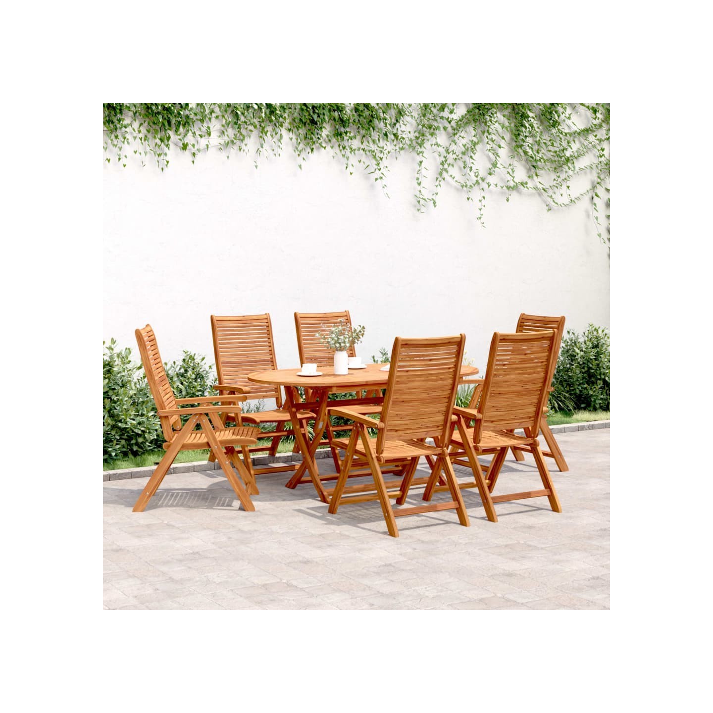 Fauteuils pliants inclinables 6 pcs 56x72x107 cm bois d'acacia