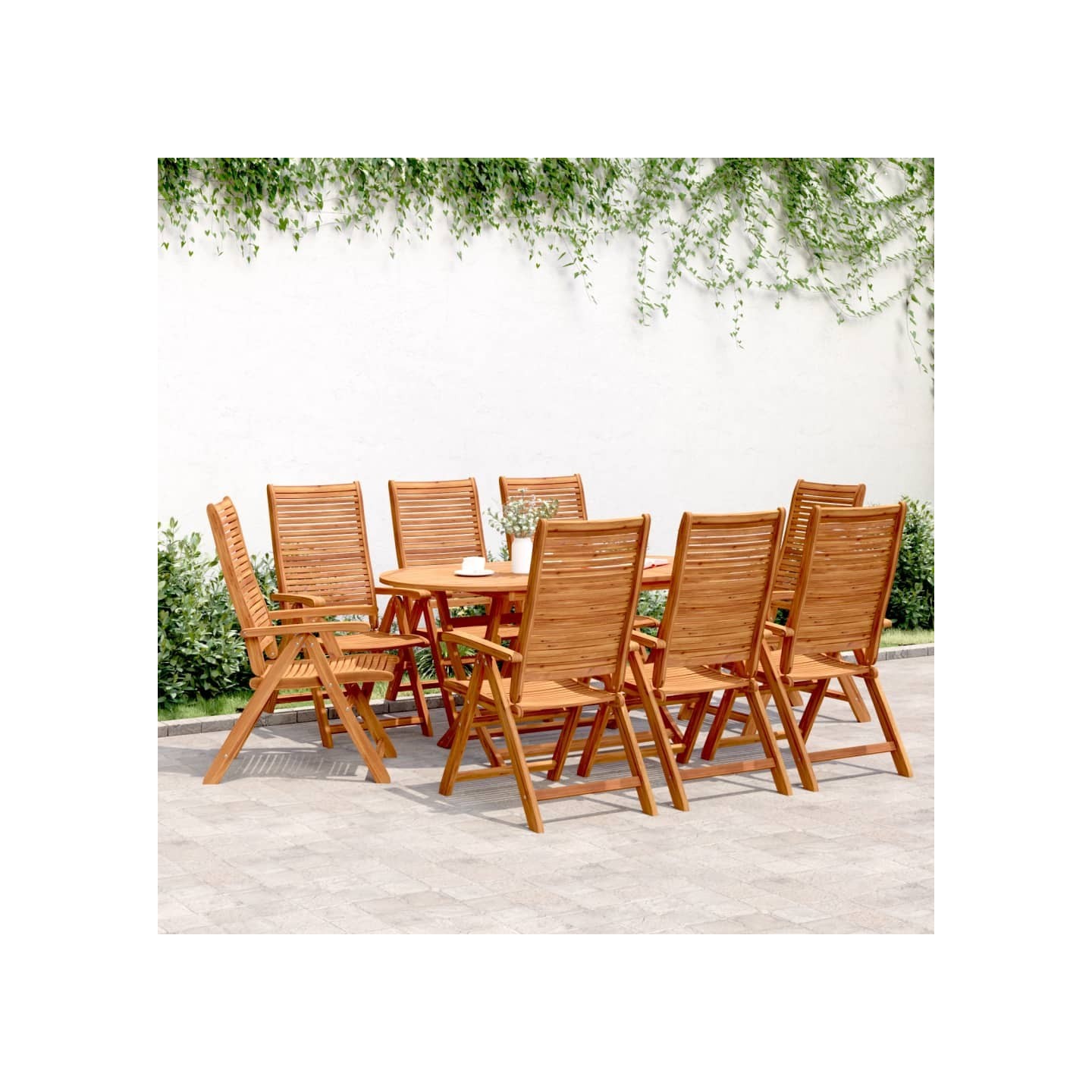 Fauteuils pliants inclinables 8 pcs 56x72x107 cm bois d'acacia