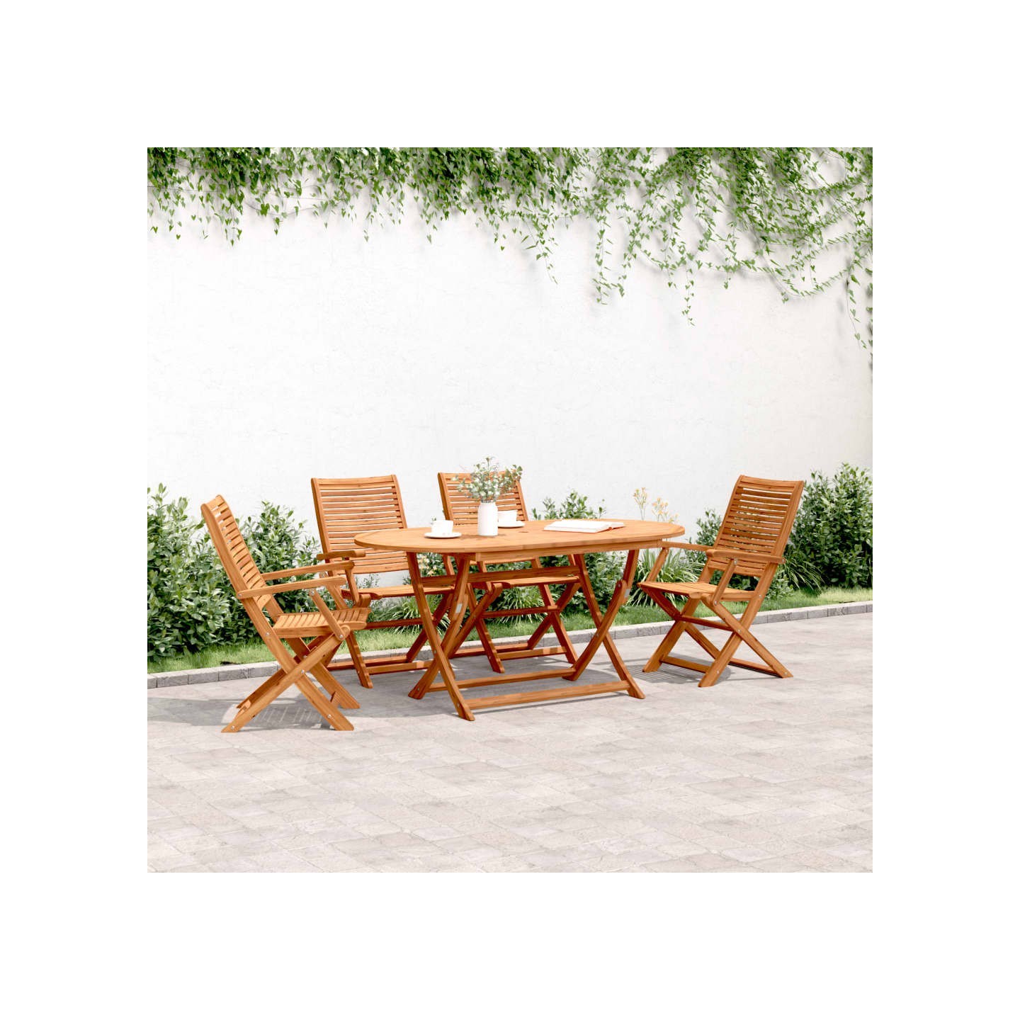 Chaises pliantes, lot de 4, 57 x 66 x 95 cm, en bois d'acacia massif