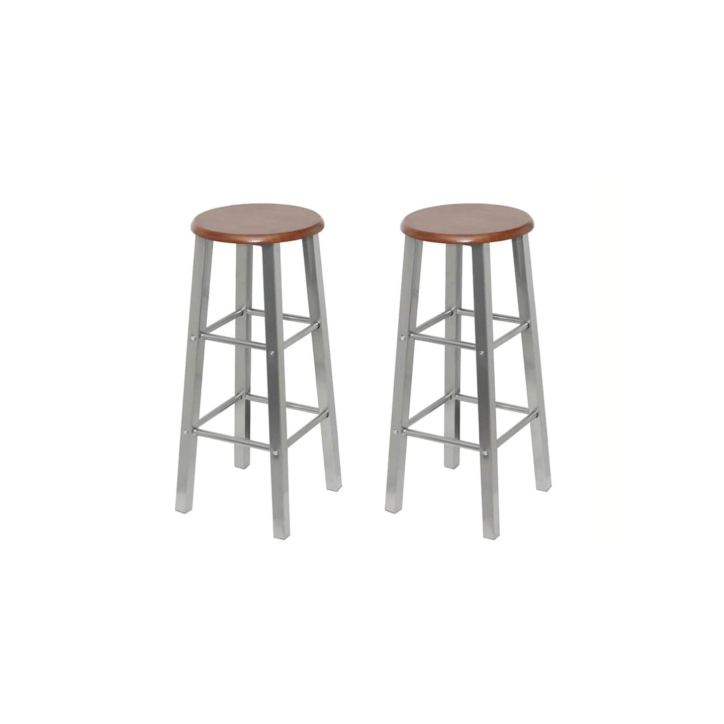 Tabouret de bar lot de 2 métal avec siège en MDF