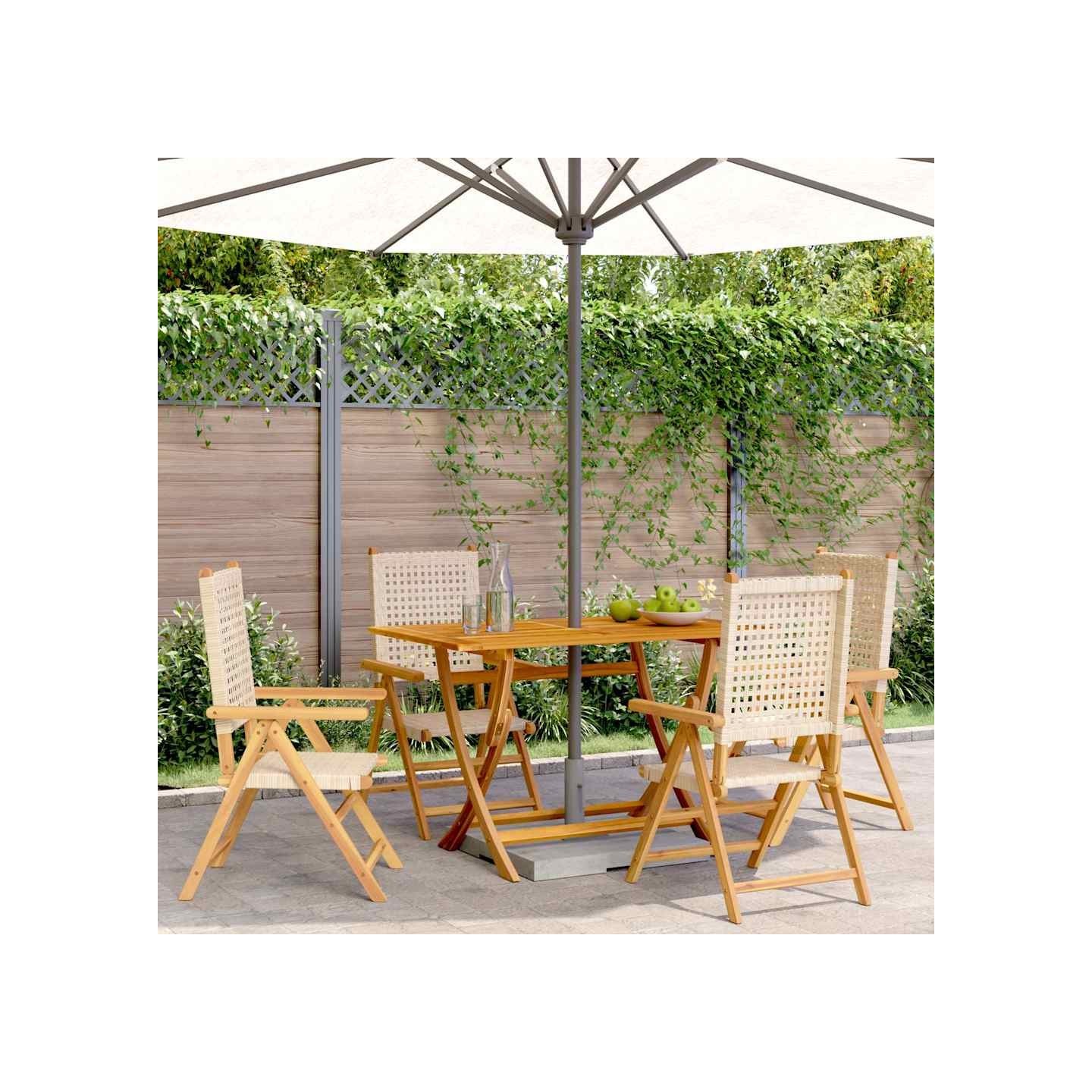 Fauteuils pliants inclinables lot de 4 en polyrotin beige