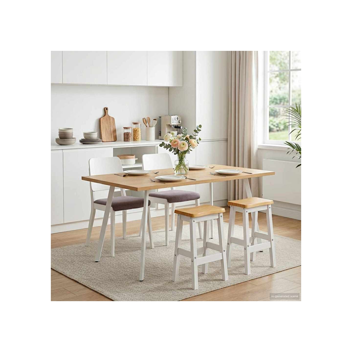 Tabouret de bar haut EKAI 2 pc Blanc 40 x 29 x 63 cm