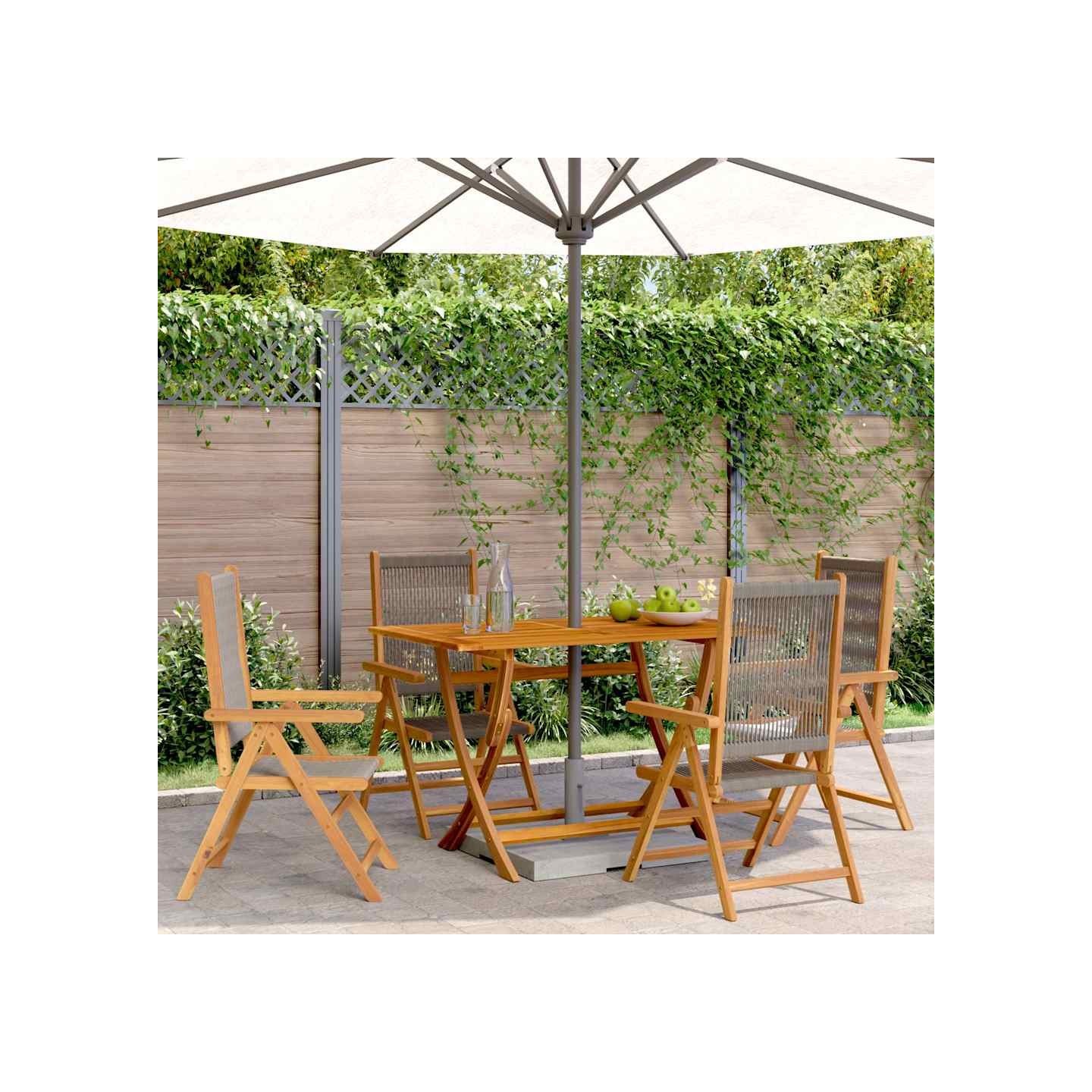 Fauteuils pliants inclinables 4 pcs bois d'acacia massif gris