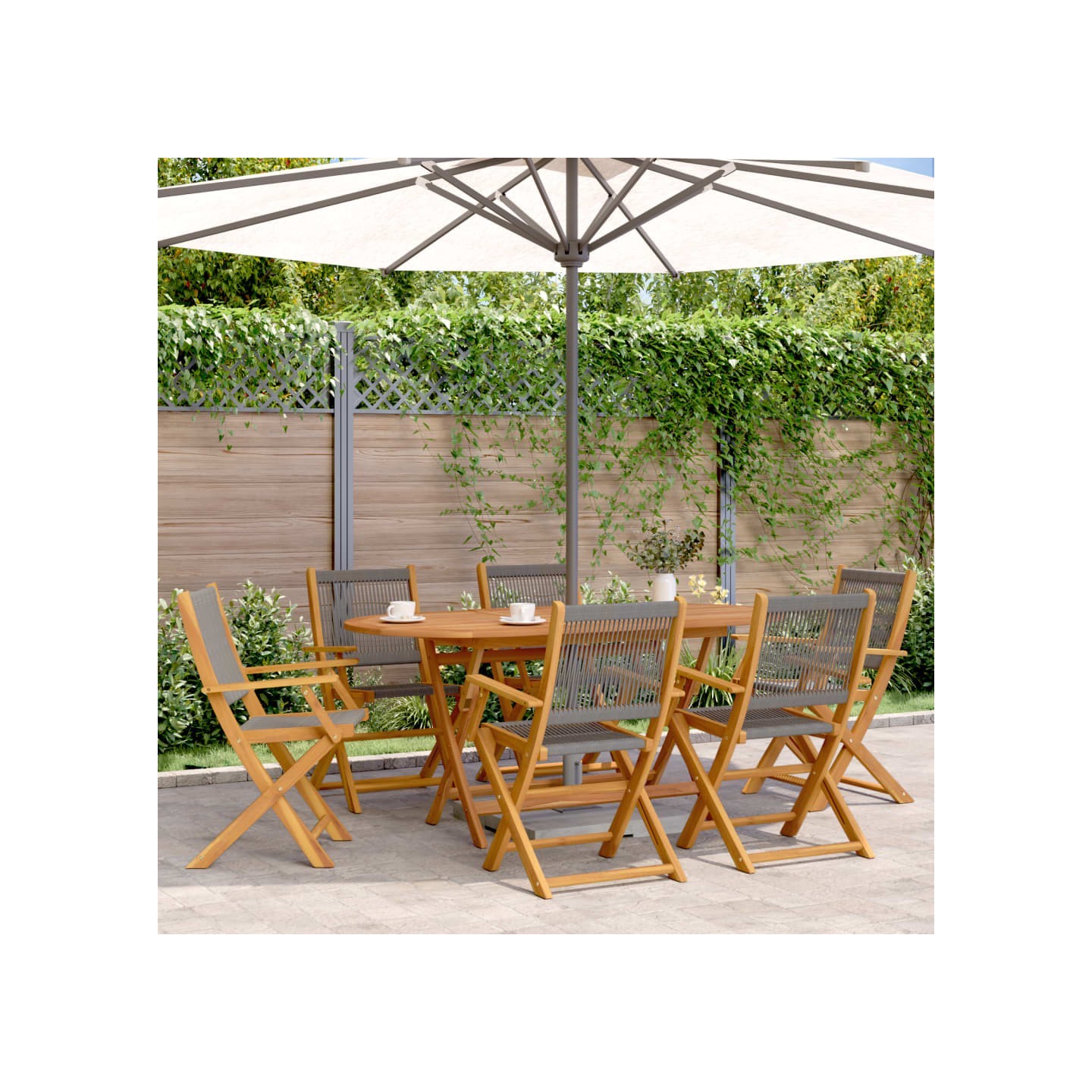 Chaises pliantes 6 pièces en bois d'acacia massif gris