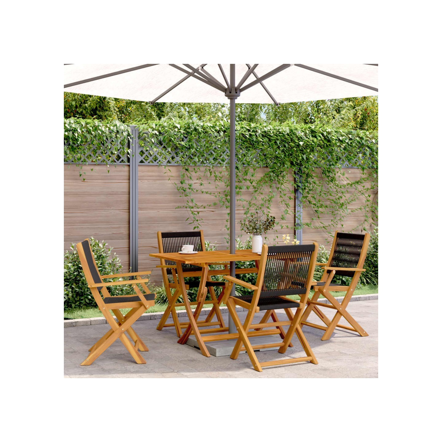 Chaises pliantes 4 pièces en bois d'acacia massif noir